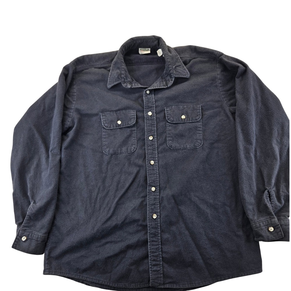 Five Brother Flannel Shirt Men XL Navy Blue Button Down Workwear Cotton Tallman